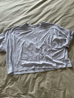 aerie Light Gray Cropped Short Sleeve Tee